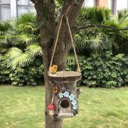 DECORATIVE HAND PAINTED HANGING BIRD HOUSE